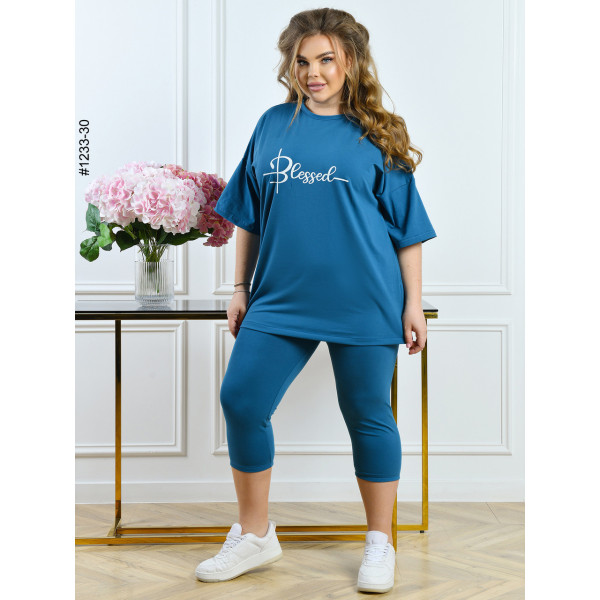 1233-30 Костюм жіночий футболка + бриджі кулір батал (3 од: 54,56,58)