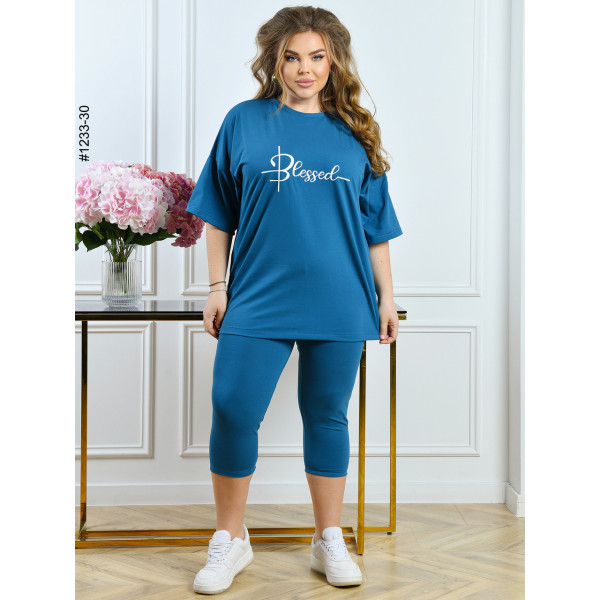 1233-30 Костюм жіночий футболка + бриджі кулір батал (3 од: 54,56,58)