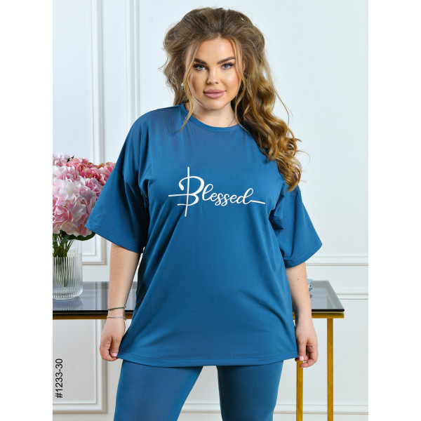 1233-30 Костюм жіночий футболка + бриджі кулір батал (3 од: 54,56,58)