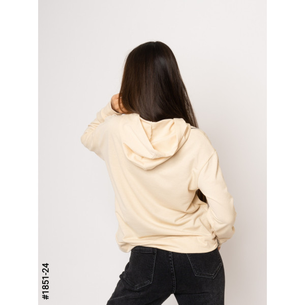 1851-24 Худі жіночі двунитка з принтом норма (3 од: S-M, M-L, L-XL)