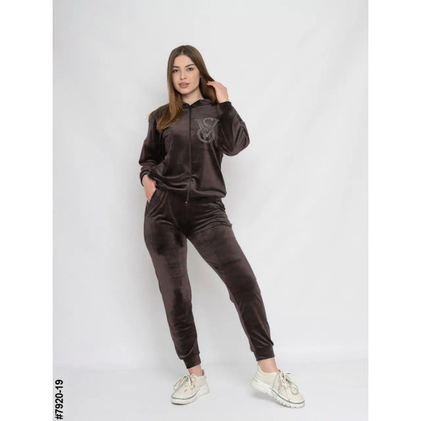 7920-19 Спортивний костюм жіночий велюр напівбатал (3 од: 48,50,52)