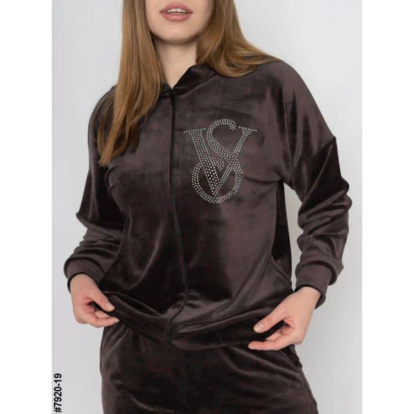 7920-19 Спортивний костюм жіночий велюр напівбатал (3 од: 48,50,52)