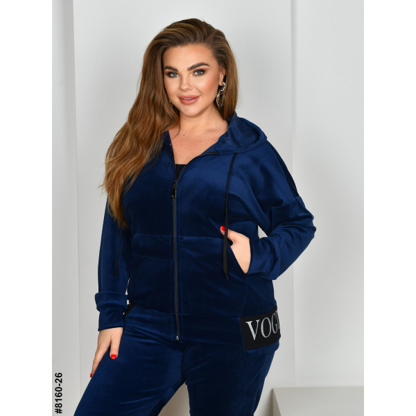 8160-26 Спортивний костюм жіночий на блискавці велюр супербатал (4 од: 54,56.58.60)