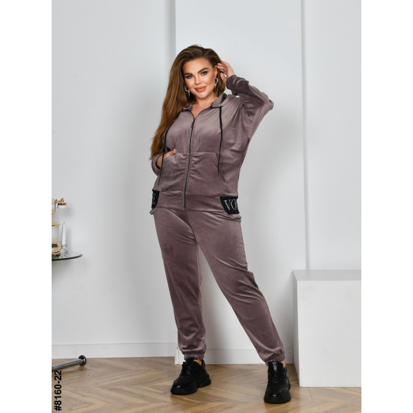 8160-22 Спортивний костюм жіночий на блискавці велюр супербатал (4 од: 54,56.58.60)