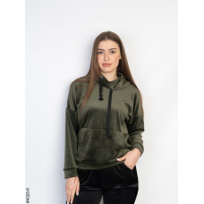 4325-6 Худі жіночий велюр напівбатал (розмір 52-54 | універсальний)