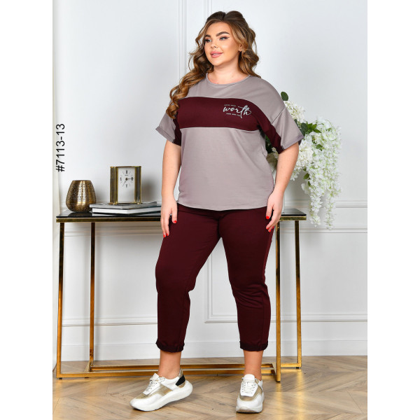 7113-13 Спортивний костюм жіночий двунитка батал (5 од: 52,54,56,58,60)