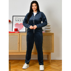 4590-26 Спортивний костюм жіночий велюр на блискавці напівбатал (3 од: 48,50,52)