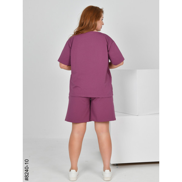 8240-10 Спортивний костюм жіночий турецька двонитка напівбатал (3 од: 48,50,52)