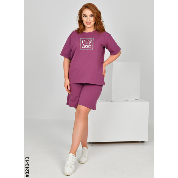 8240-10 Спортивний костюм жіночий турецька двонитка напівбатал (3 од: 48,50,52)