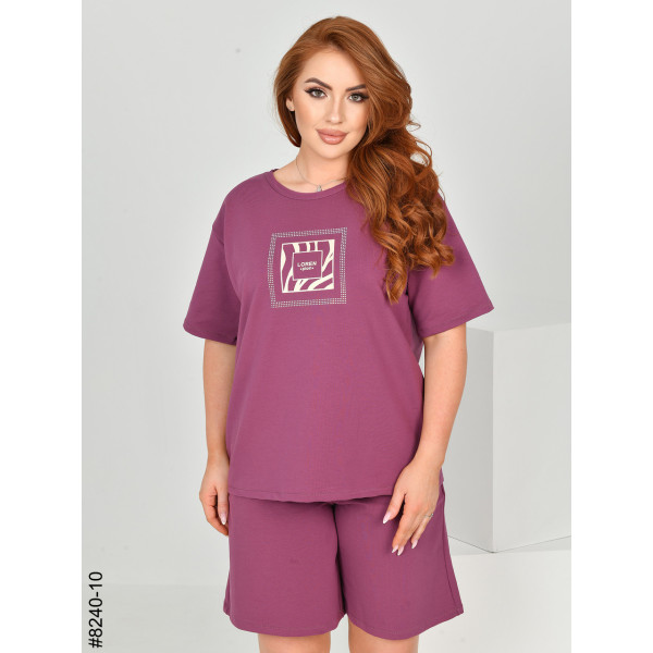 8240-10 Спортивний костюм жіночий турецька двонитка напівбатал (3 од: 48,50,52)