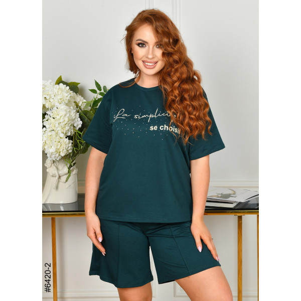 6420-2 Спортивний костюм жіночий двонитка напівбатал (3 од: 48,50,52)