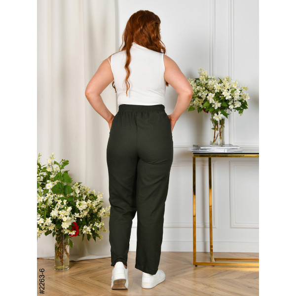 2263-6 Спортивні штани жіночі прямі льон батал (4 од: 52,54,56,58)