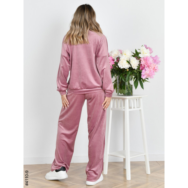 4110-9 Спортивний костюм жіночий на блискавці велюр прямі штани норма (3 од: 42,44,46)