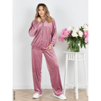 4110-9 Спортивний костюм жіночий на блискавці велюр прямі штани норма (3 од: 42,44,46)
