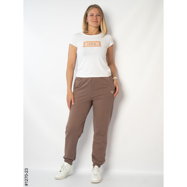 1270-23 Спортивні штани жіночі турецька двунитка напівбатал (4 од: 50,52,54,56)