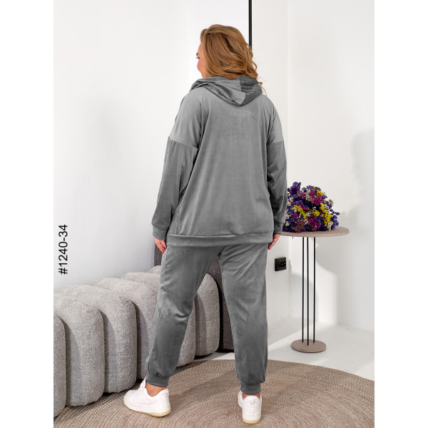 1240-34 Спортивний костюм жіночий на блискавці велюр супербатал (3 од: 54,56,58)