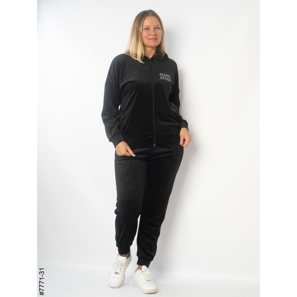 7771-31 Спортивний костюм жіночий велюр напівбатал (3 од: 48,50,52)