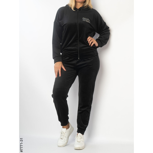 7771-31 Спортивний костюм жіночий велюр напівбатал (3 од: 48,50,52)