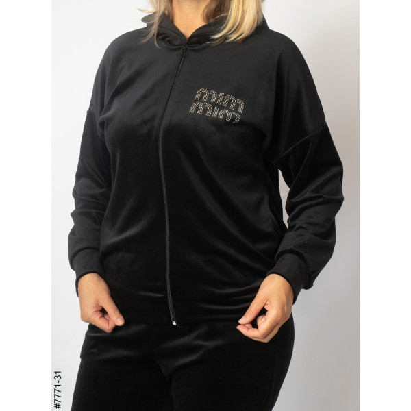 7771-31 Спортивний костюм жіночий велюр напівбатал (3 од: 48,50,52)