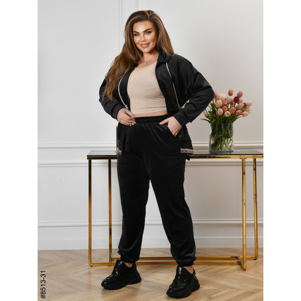 8513-31 Спортивний костюм жіночий на блискавці велюр батал (4 од: 56,58,60,62)