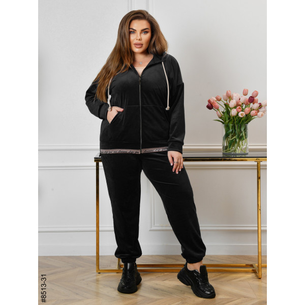 8513-31 Спортивний костюм жіночий на блискавці велюр батал (4 од: 56,58,60,62)