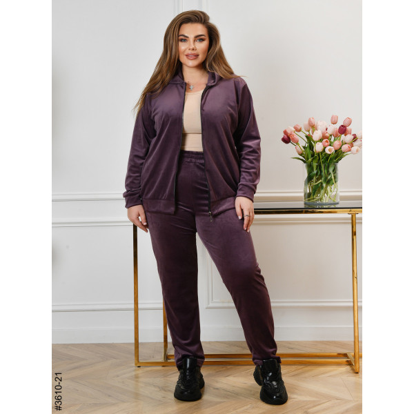 3610-21 Спортивний костюм жіночий на блискавці велюр батал (3 од: 54,56,58)
