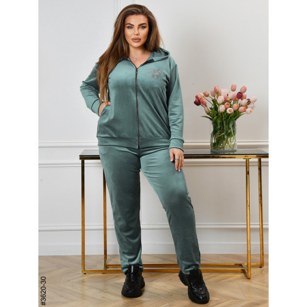 3620-30 Спортивний костюм жіночий на блискавці велюр батал (3 од: 54,56,58)
