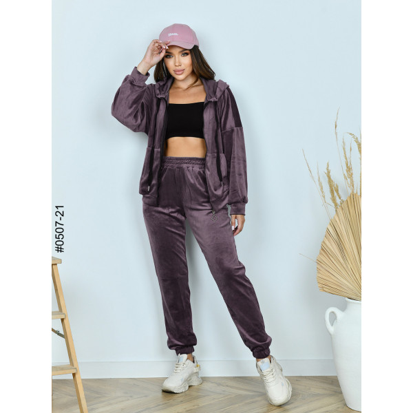 0507-21 Спортивний костюм жіночий на блискавці велюр норма (3 од: 42,44,46)