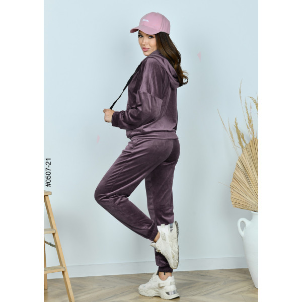 0507-21 Спортивний костюм жіночий на блискавці велюр норма (3 од: 42,44,46)