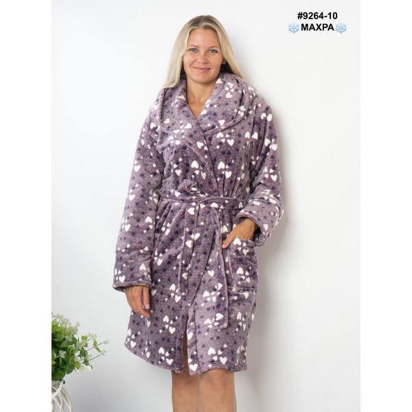 9264-10 Халат жіночий на запах махра напівбатал (3 од: 44-46,48-50,52-54)