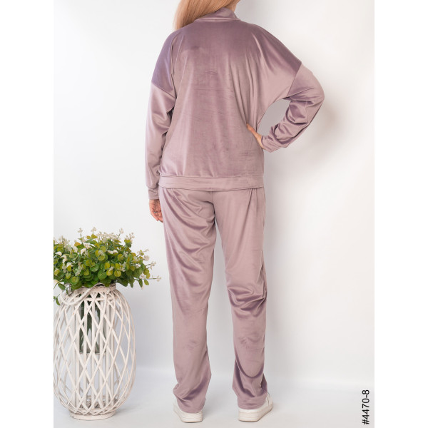 4470-8 Спортивний костюм жіночий велюр на блискавці напівбатал (3 од: 48,50,52)