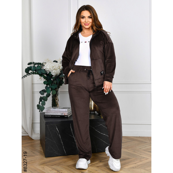 8327-19 Спортивний костюм жіночий на блискавці велюр напівбатал (4 од: 48,50,52,54)