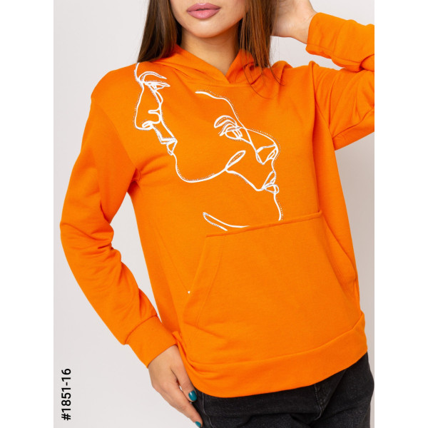 1851-16 Худі жіночі двунитка з принтом норма (3 од: S-M, M-L, L-XL)