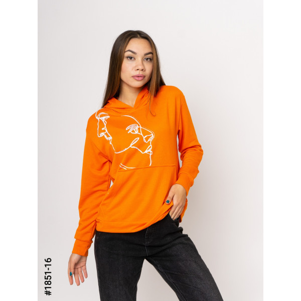 1851-16 Худі жіночі двунитка з принтом норма (3 од: S-M, M-L, L-XL)