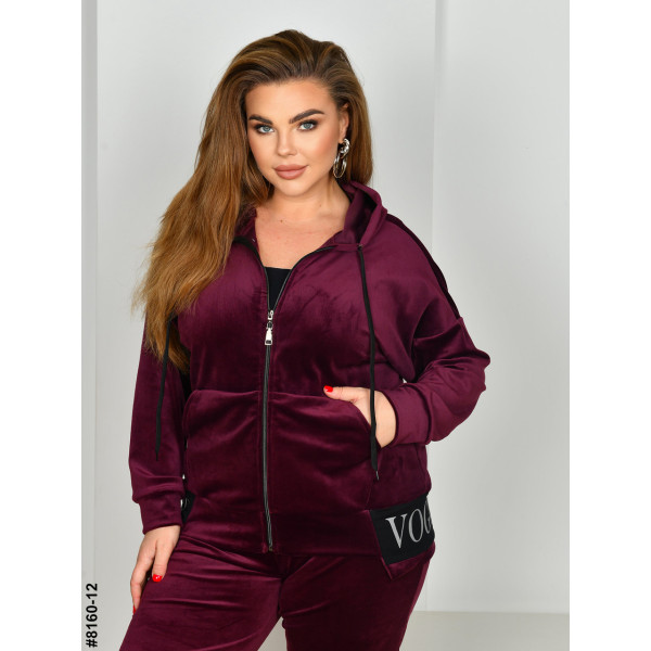 8160-12 Спортивний костюм жіночий на блискавці велюр супербатал (4 од: 54,56.58.60)
