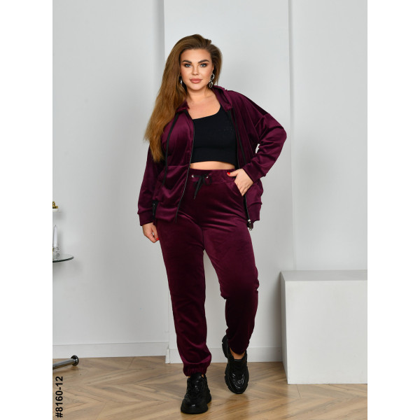 8160-12 Спортивний костюм жіночий на блискавці велюр супербатал (4 од: 54,56.58.60)