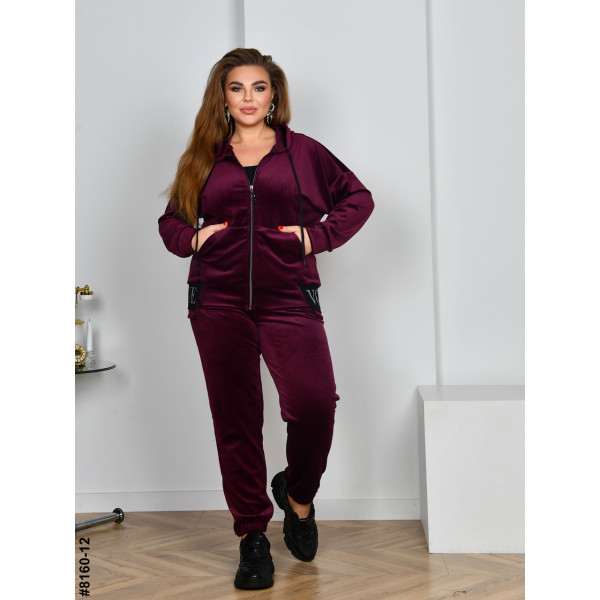 8160-12 Спортивний костюм жіночий на блискавці велюр супербатал (4 од: 54,56.58.60)