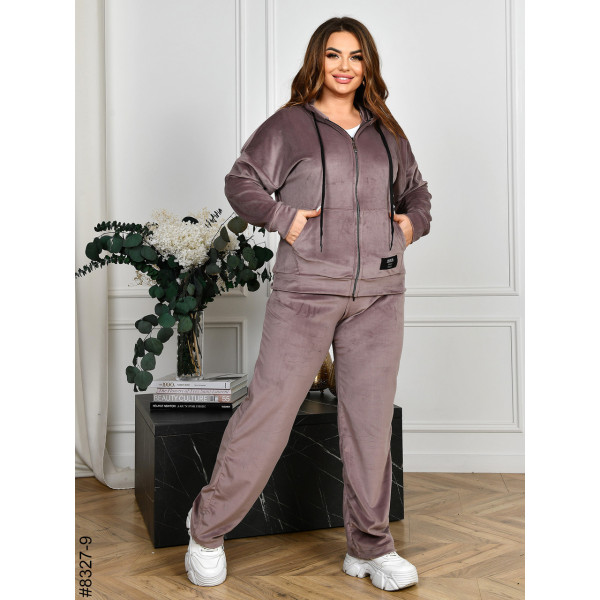 8327-9 Спортивний костюм жіночий на блискавці велюр напівбатал (4 од: 48,50,52,54)