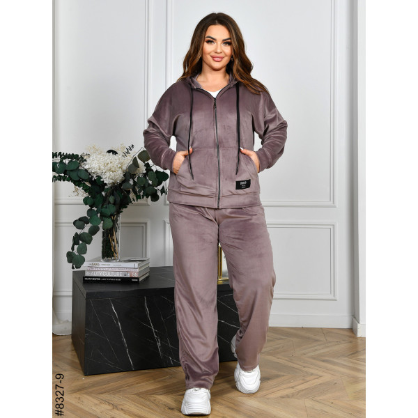 8327-9 Спортивний костюм жіночий на блискавці велюр напівбатал (4 од: 48,50,52,54)