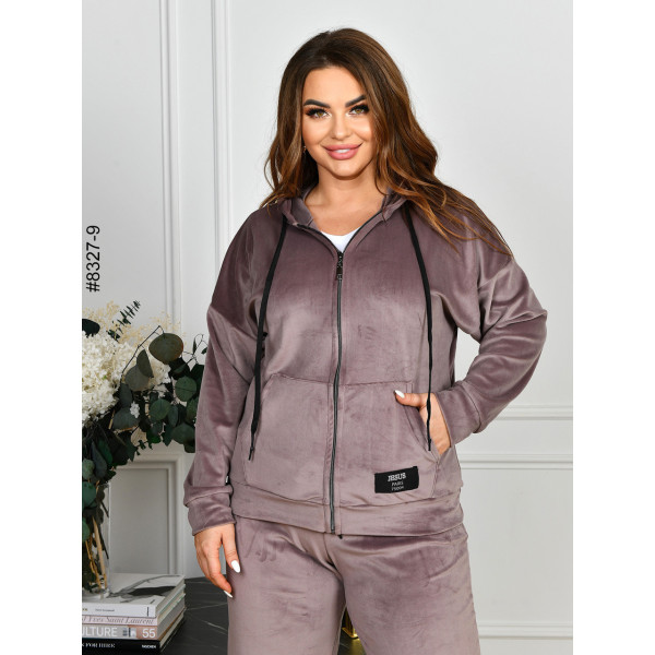 8327-9 Спортивний костюм жіночий на блискавці велюр напівбатал (4 од: 48,50,52,54)