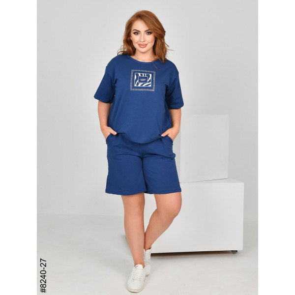 8240-27 Спортивний костюм жіночий турецька двонитка напівбатал (3 од: 48,50,52)