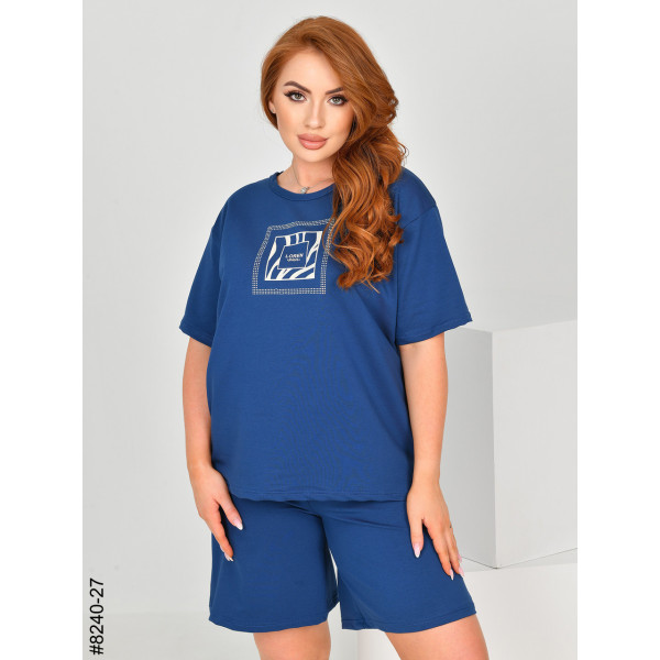 8240-27 Спортивний костюм жіночий турецька двонитка напівбатал (3 од: 48,50,52)