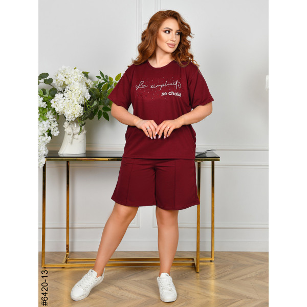 6420-13 Спортивний костюм жіночий двонитка напівбатал (3 од: 48,50,50)