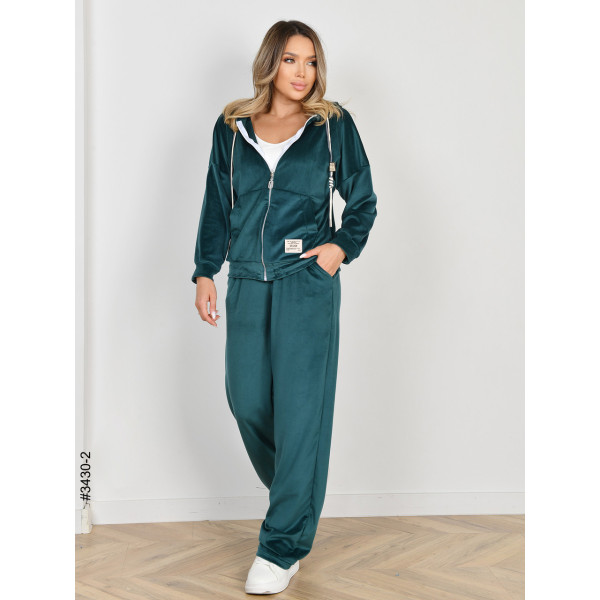 3430-2 Спортивний костюм жіночий на блискавці велюр норма (3 од: 44,46,48)