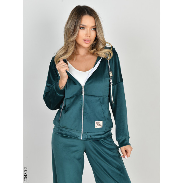3430-2 Спортивний костюм жіночий на блискавці велюр норма (3 од: 44,46,48)