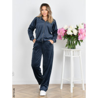 4110-26 Спортивний костюм жіночий на блискавці велюр прямі штани норма (3 од: 42,44,46)