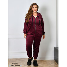 5930-14 Спортивний костюм жіночий на блискавці велюр на хутрі батал (3 од: 54,56,58)