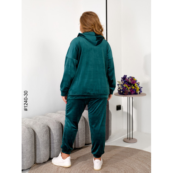 1240-30 Спортивний костюм жіночий на блискавці велюр супербатал (3 од: 54,56,58)