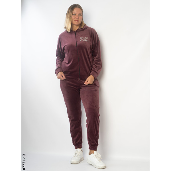 7771-13 Спортивний костюм жіночий велюр напівбатал (3 од: 48,50,52)