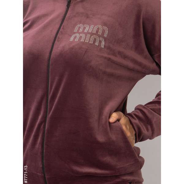 7771-13 Спортивний костюм жіночий велюр напівбатал (3 од: 48,50,52)